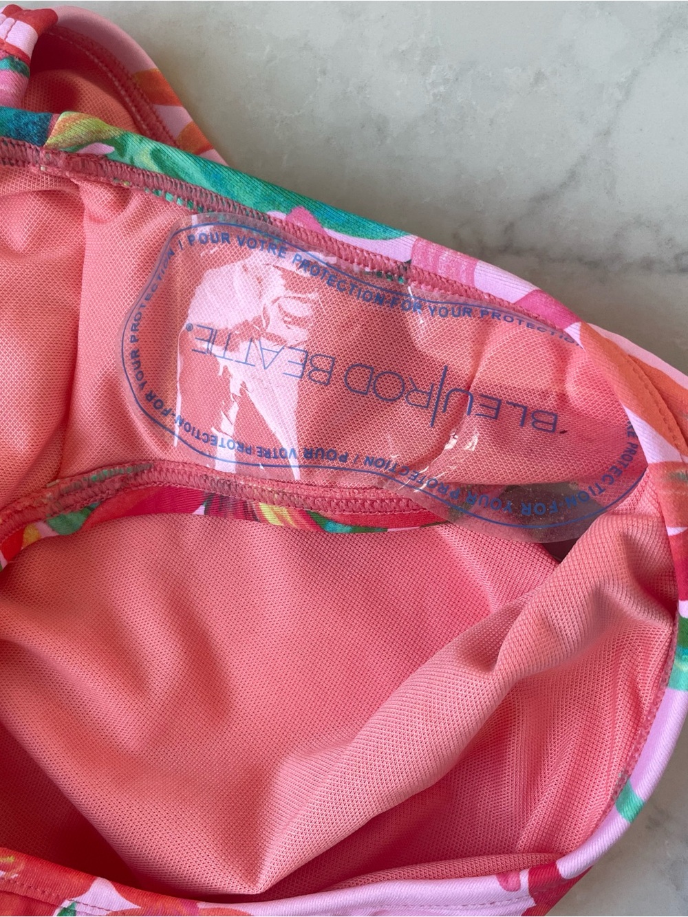 Tropical Pink Floral One-Piece Swimsuit with Ruching - Sz 10 - Picture 6 of 9